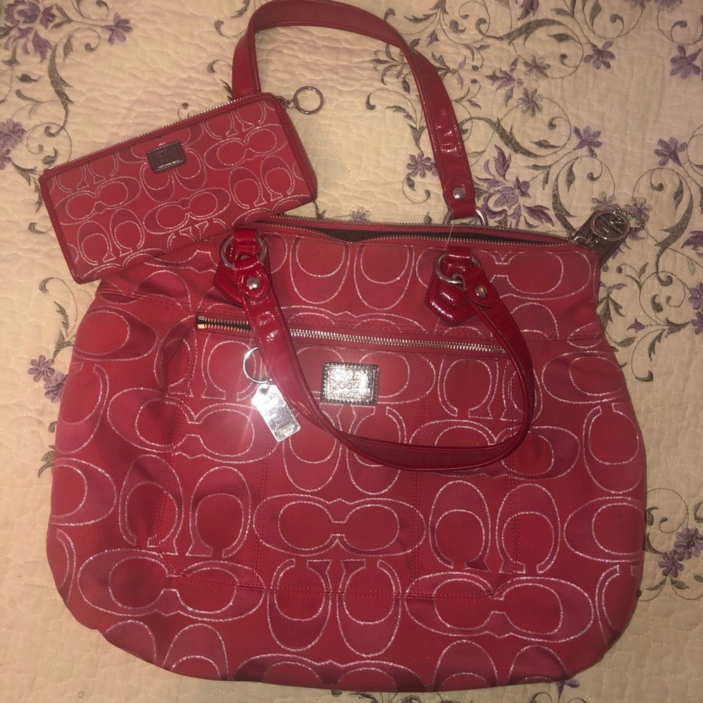 Coach matching handbag and wallet